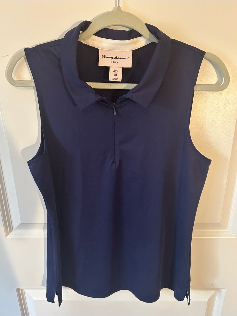 Tommy Bahama Navy Sleeveless Zip Polo